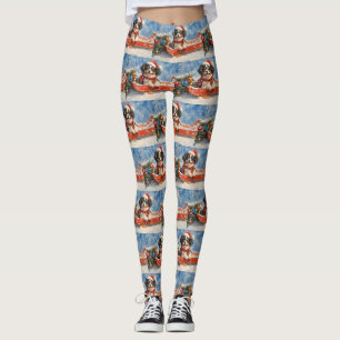 Leggings Chien Japonais Chin en Luge Laissez Tomber la Neig