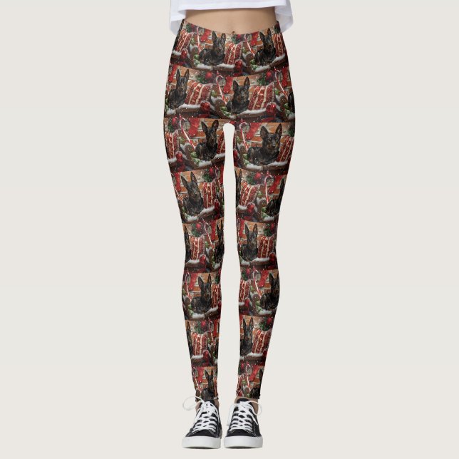 Leggings Chien Kelpie Australien Noël Festif (Devant)