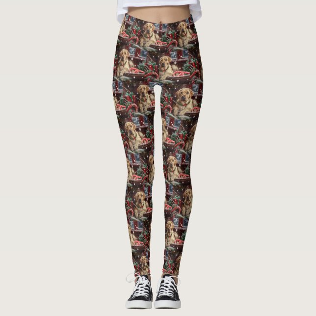 Leggings Chien Labrador Fête de Noël (Devant)