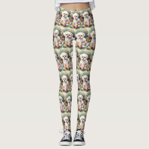 Leggings Chien maltais avec vacances de œufs de Pâques 