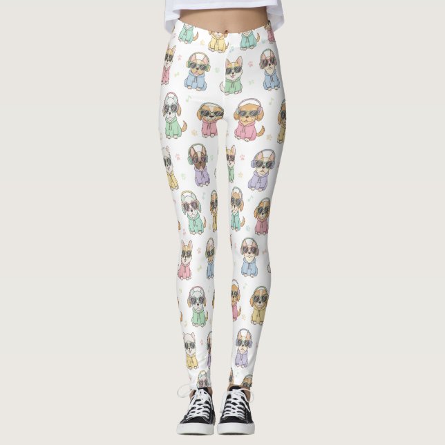 Leggings Chien Mignon pour Femmes – Dessin Animé C (Devant)