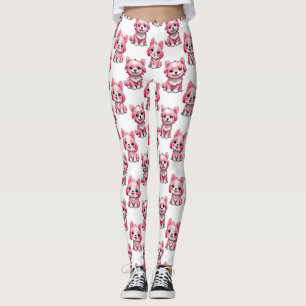 Leggings Chien rose Motif design - blanc