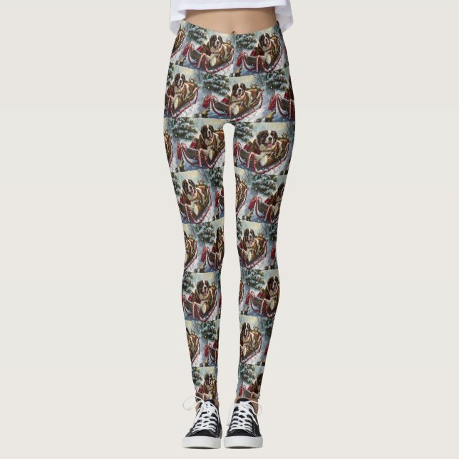 Leggings Chien Saint-Bernard Noël Festif (Devant)