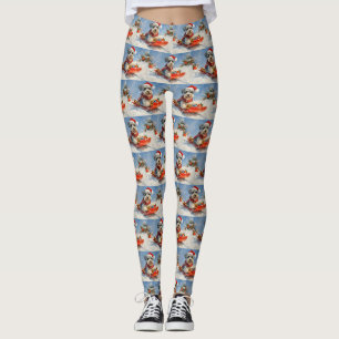 Leggings Chien Schnauzer en Luge Laissez Tomber la Neige No