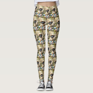 Leggings Chien Shih Tzu avec Oeufs de Pâques Fête