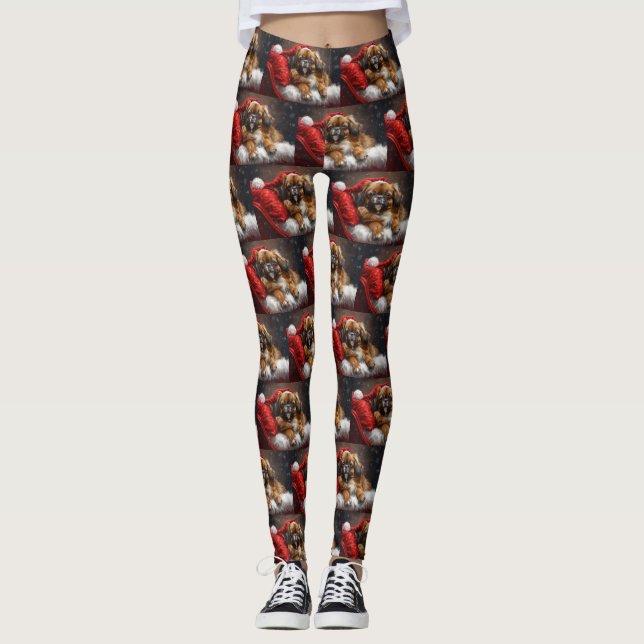 Leggings Chien Spaniel Tibétain Noël Festif (Devant)