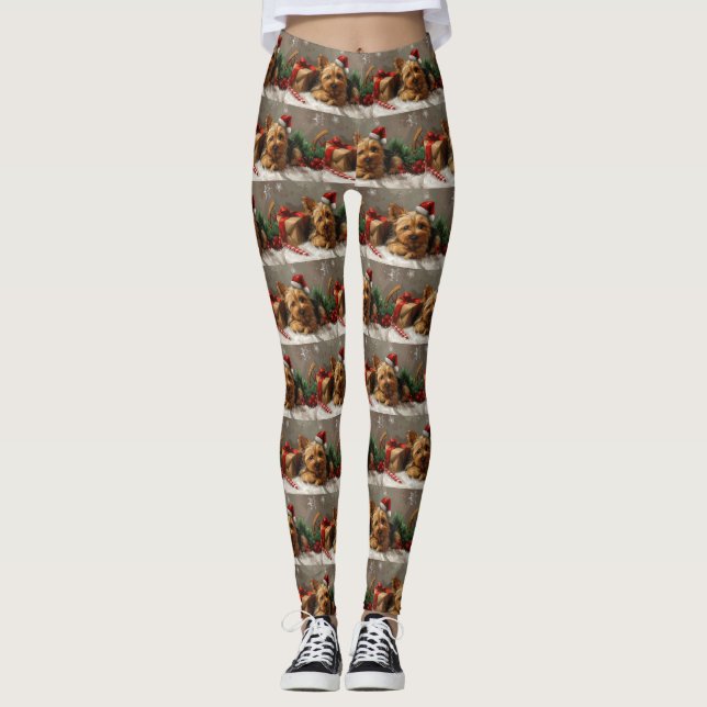 Leggings Chien Terrier Australien Noël Festif (Devant)