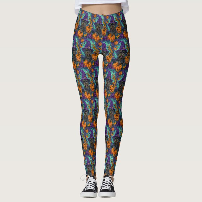 Leggings Chien Terrier Tibétain Effrayant Halloween Sorcièr (Devant)