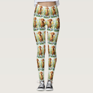 Leggings Chien Vizsla avec oeufs de Pâques vacances