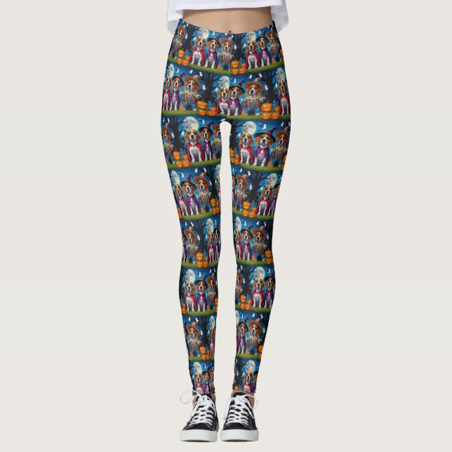 Leggings Chiens beagles Citrouille Halloween Drôle (Devant)