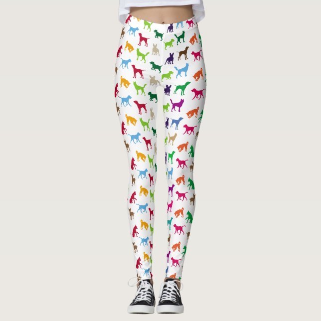 Leggings Chiens colorés silhouettes (Devant)