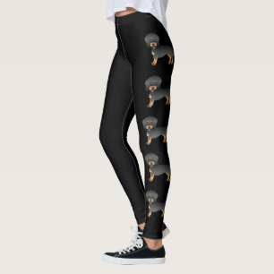 Leggings Chiens de bande dessinée teckel à poil dur noir et