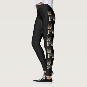 Leggings Chiens de bande dessinée Yorkshire Terrier noir et