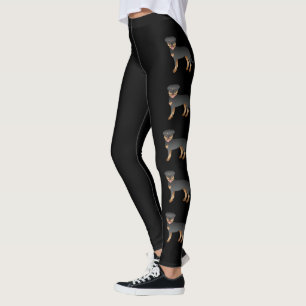 Leggings Chiens De Cartoon Cute Rotweiler Noir Et Tan