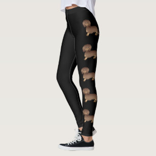 Leggings Chiens de dessin animé teckel à poil long chocolat