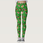 Leggings Chiens de Guinée festifs à l'allure de Noël<br><div class="desc">Montrez votre amour pour les cobayes avec ces jolies leggings à motifs. Ils présentent un motif de cobayes mignonnes,  vêtus de chapeaux de Noël festifs et de foulards,  contre un arrière - plan vert vif,  aux motifs de flocons de neige blancs.</div>