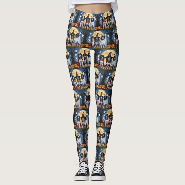 Leggings Chiens de Setter anglais Citrouille Halloween Funn (Devant)