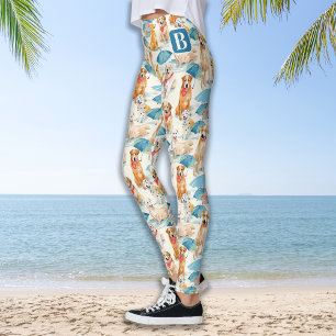Leggings Chiens d'été Coloré Personnalisé Monogramme Motif