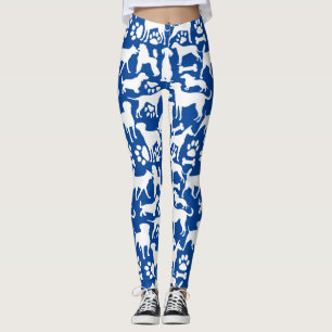 Leggings Chiens et pattes motif 02.b Bleu BG