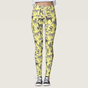 Leggings Chiens et pattes motif 03.b Lyellow BG