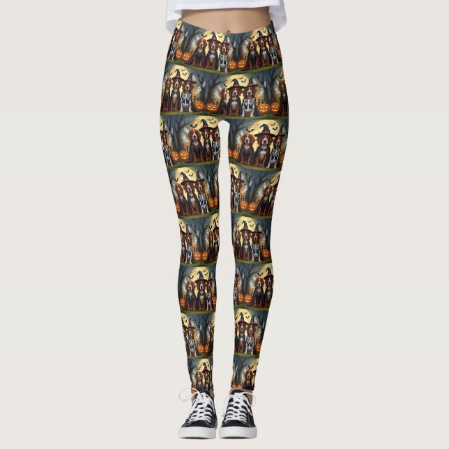Leggings Chiens rouges irlandais Citrouille Halloween Funny (Devant)