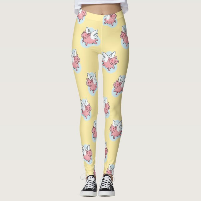 Leggings Chiens volants chinois Nouvel An Zodiac jaune fill (Devant)