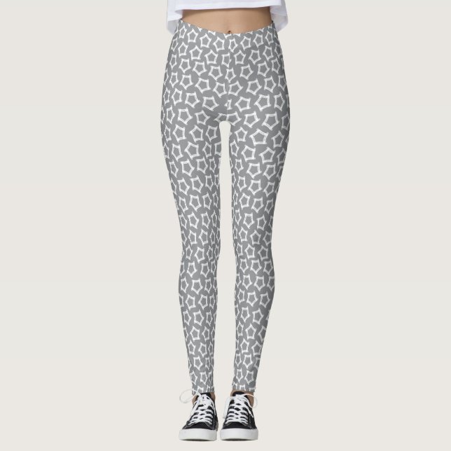 Leggings Chiffre de Pentagone blanc gris (Devant)