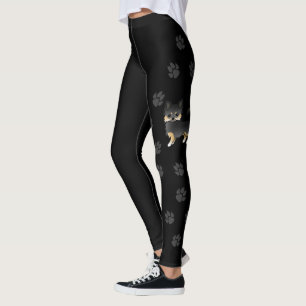 Leggings Chihuahua à poil long noir et feu, joli chien et p