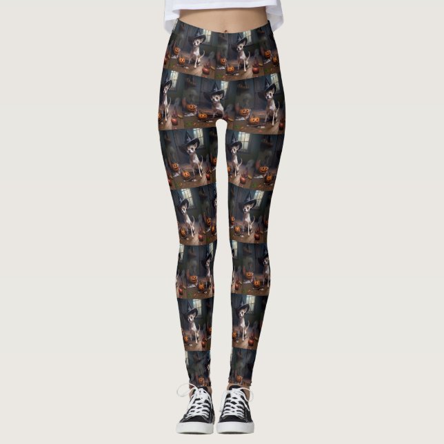 Leggings Chihuahua Citrouilles Halloween effrayant (Devant)