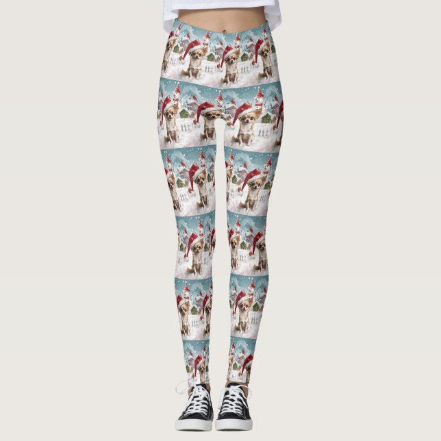 Leggings Chihuahua Winter Wonderland Christmas Joy (Devant)