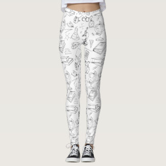 Leggings chimie gribouillis noir et blanc