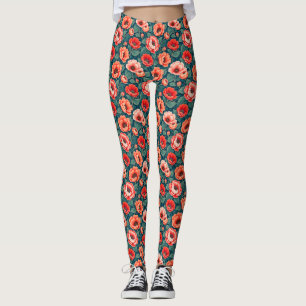 Leggings Chinoiserie corallienne et rose