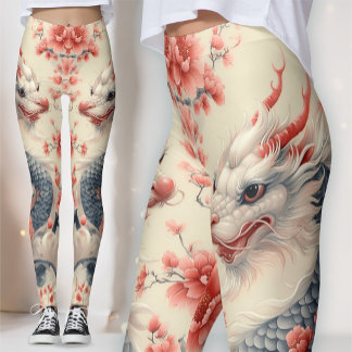 Leggings Chinoiserie Imperial Dragon | Coral Sakura Art