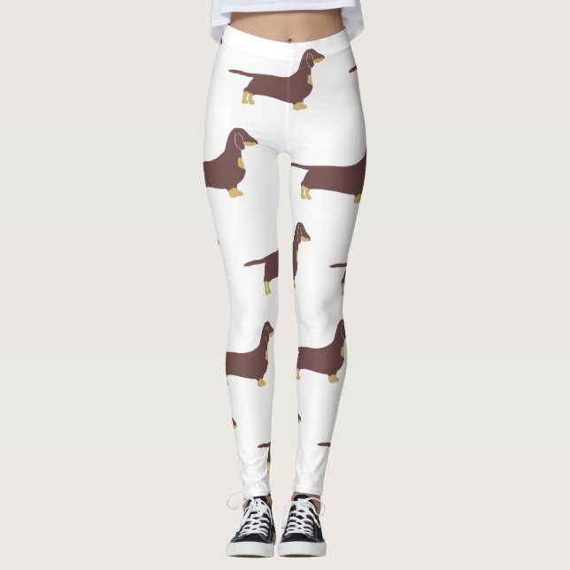 Leggings chocolat dachshund et silhouette tan (Devant)