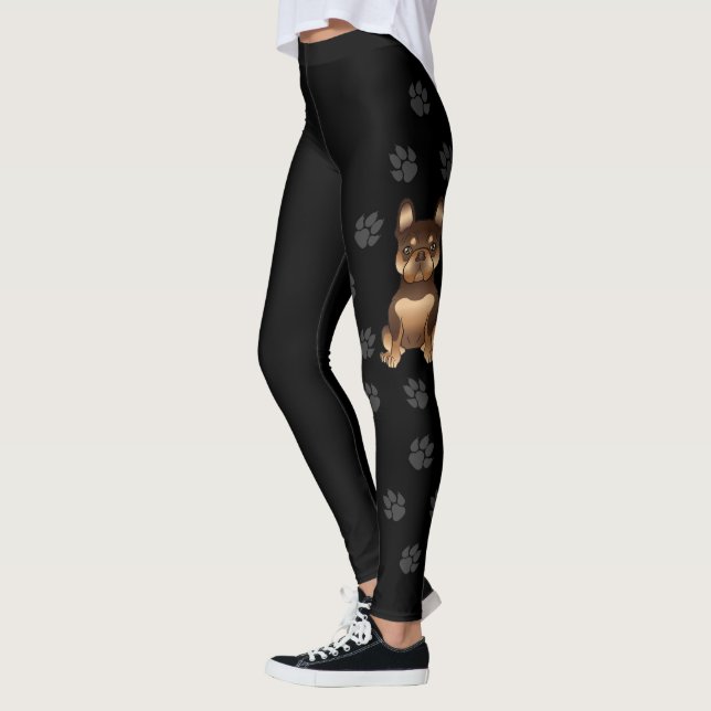 Leggings Chocolat Et Tan Bouledogue Français / Frenchie & P (Gauche)