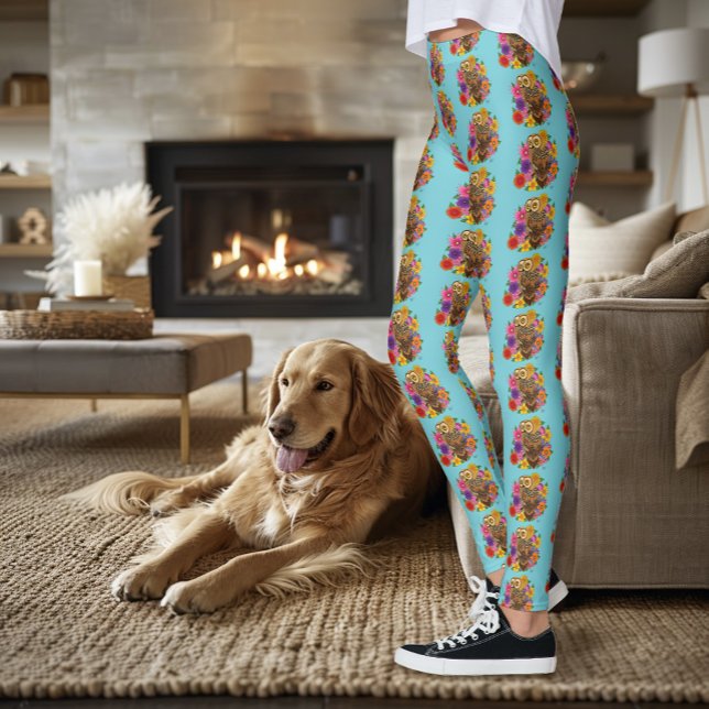Leggings Chouette à fleurs (Créateur téléchargé)
