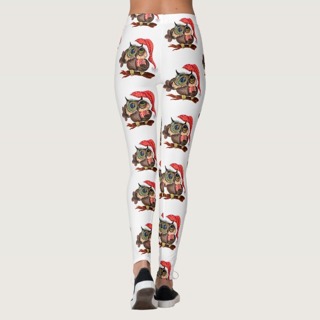 Leggings Chouette Bébé mignonne en Casquette de Noël (Dos)