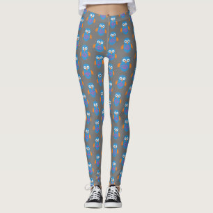 Leggings Chouette bleue et orange