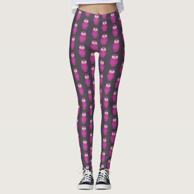 Leggings Chouette pourpre et pourpre (Devant)