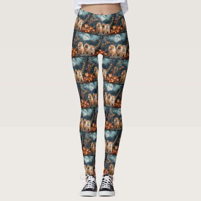 Leggings Chow Chow Halloween Éffrayant (Devant)