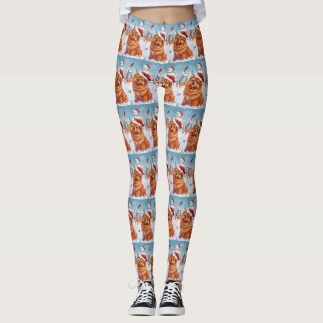Leggings Chow Chow Winter Wonderland Noël Joie (Devant)
