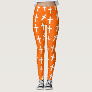 Leggings Christian Jésus croix motif orange