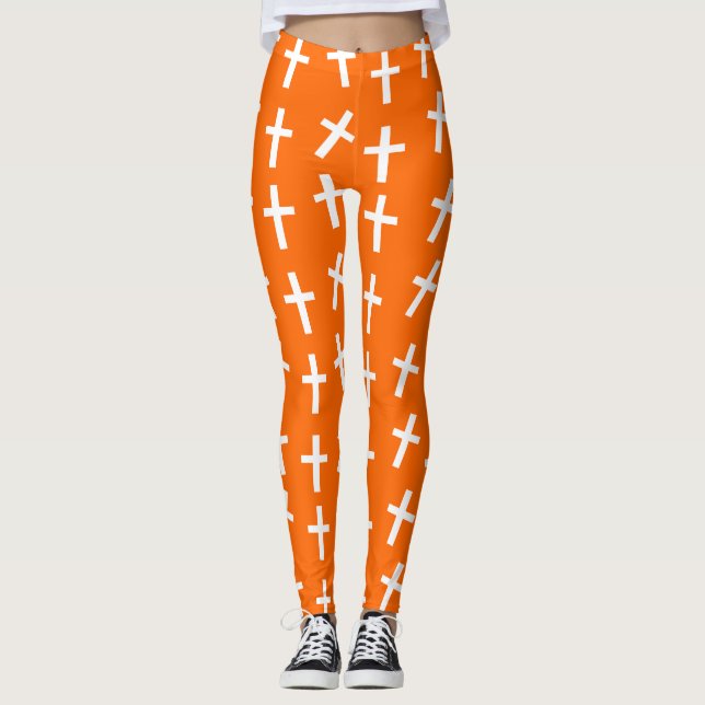 Leggings Christian Jésus croix motif orange (Devant)