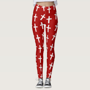 Leggings Christian Jésus traverse le motif rouge