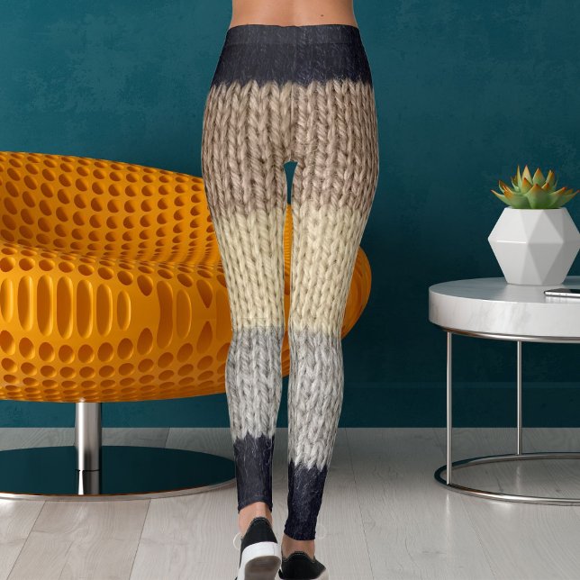 Leggings Christmas Deer Embroidery Wool Graphic Stripe Knit (Créateur téléchargé)