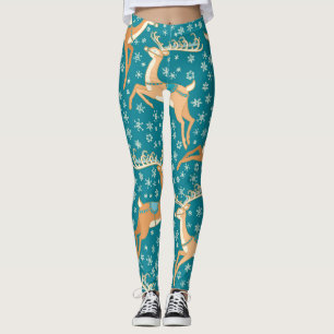 Leggings Christmas Reindeer : Vintage Motif sans couture.