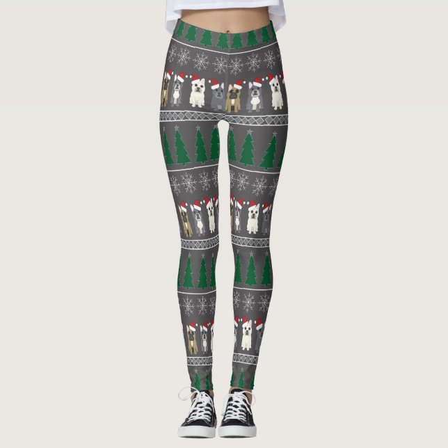 Leggings Christmas Snowflakes, Santa Dog, Tree (Devant)