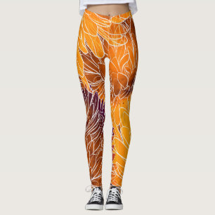 Leggings Chrysanthème japonais : Aquarelle incolore