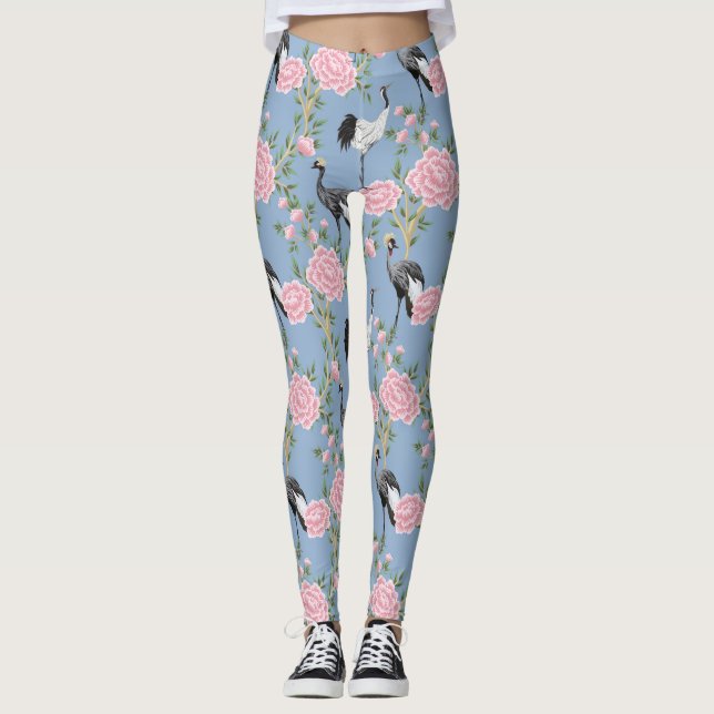 Leggings Chrysanthèmes et oiseaux de la Chinoiserie (Devant)