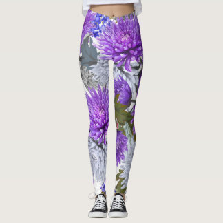 Leggings Chrysanthèmes pourpres